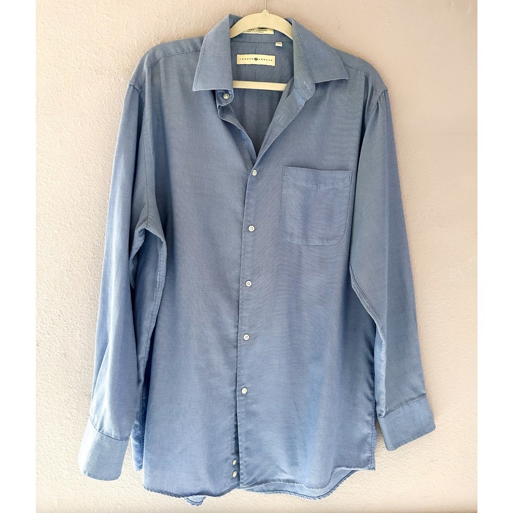 Joseph‎ Abboud Mens Blue Egyptian Cotton Dress Shirt 16 34/35 Long Sleeve Pocket